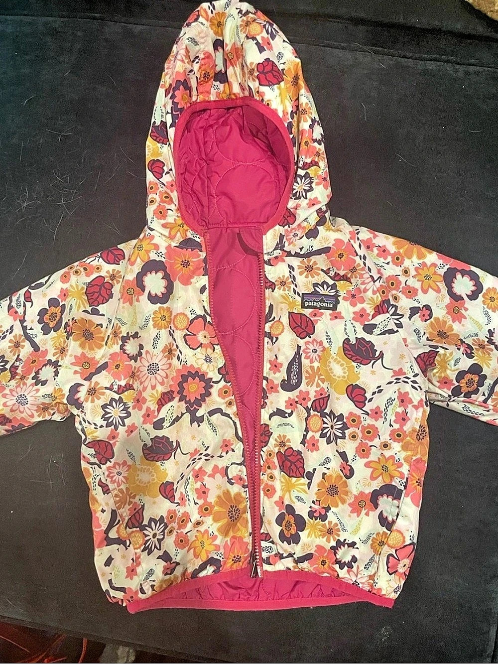 Patagonia Baby Reversible Puff-Ball Jacket Floral Hooded Puffer